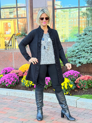 LULU-B ROUGED BLACK CARDIGAN