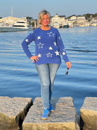 LULU-B CHENILLE BLU STAR SWEATER