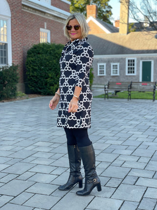 LULU B SOPHIA RUFFLE NECK DRESS