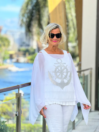 SWAROVSKI CRYSTAL WHITE ANCHOR STATEMENT TOP