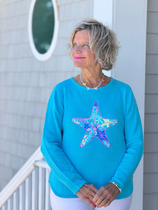 BEACH  CLUB AQUA STARFISH SWEATER LULU-B