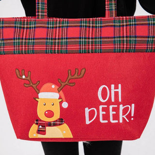 Oh Deer Letter Reindeer Christmas Tote Bag