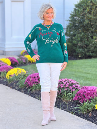 Women's Merry And Bright Embellished Christmas Sweater Cathys Place