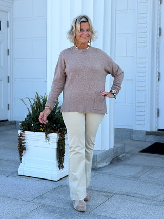 Patch Pocket Crew Neck Sweater CHARLIE B