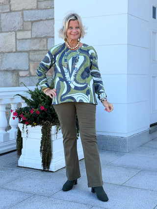 Ethyl The Razzle V Sweater - Bespoke GREEN ETHYL JEANS