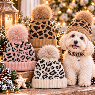 🐆 Leopard Knit Beanie with Pom Pom - 5 Colors Cathys Place