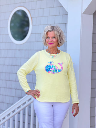 BEACH CLUB YELLOW WHALE SWEATER LULU-B