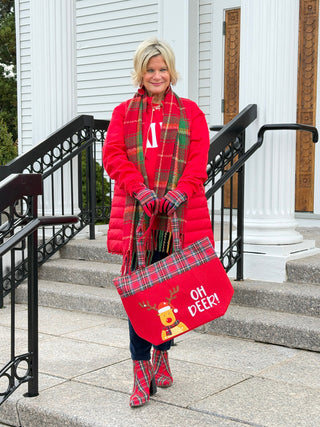 Oh Deer Letter Reindeer Christmas Tote Bag Cathys Place