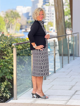 LULU B MIDNIGHT TRELLIS HALF ZIPPER MIDDY DRESS LULU-B