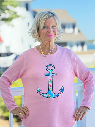 BEACH CLUB PINK ANCHOR SWEATER LULU-B
