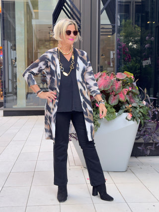 LULU-B DENIM BLACK BOOT LEG FLARE