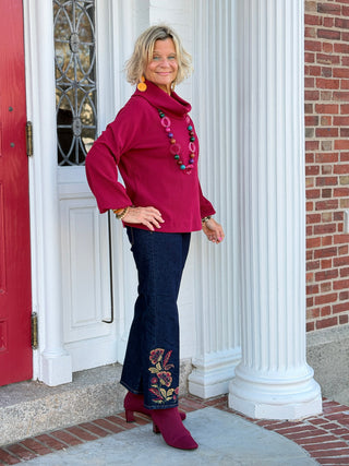 Women's Embroidered Pull On Ankle Jeans Cathys Place