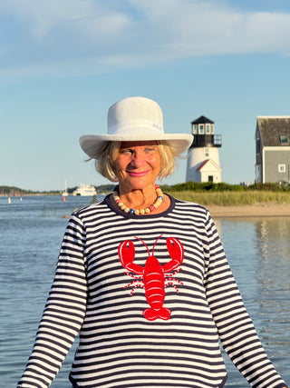 NAVY STRIPE LOBSTER SWEATER