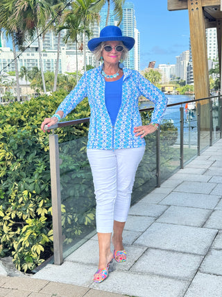 LULU B COASTAL BLOOM FULL ZIPPER JACKET