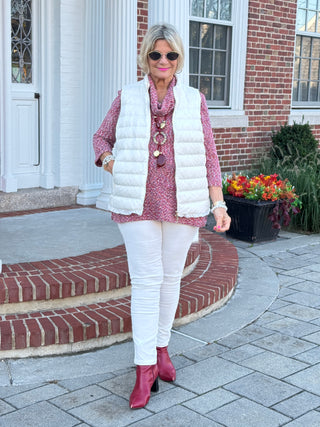 LULU-B  IVORY SHORT PUFFER VEST