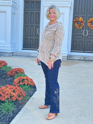 HOLIDAY BEIGE JACQUARD TOP