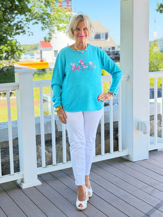 BEACH CLUB AQUA ADIRONDACK SWEATER LULU-B