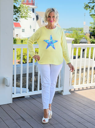 BEACH CLUB YELLOW STARFISH SWEATER LULU-B