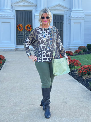 OMBRE GIRAFFE PRINT LUREX KNIT TOP