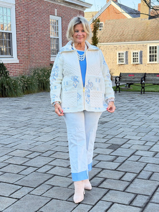 Women's Embroidered Quilted Shearling Jacket Cathys Place