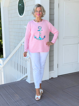 BEACH CLUB PINK ANCHOR SWEATER LULU-B