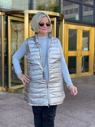 SILVER METALLIC PUFFER VEST