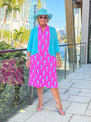 LULU B SEAHORSE BAY MIDI SLEEVELESS 1/4 ZIP MAXI DRESS