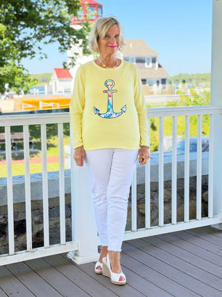 BEACH CLUB YELLOW CAPE COD ANCH0OR SWEATER LULU-B