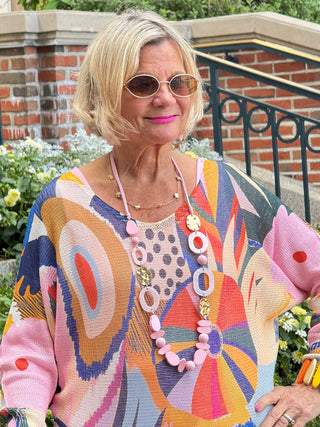 Multicolor Abstract  Round Knit Printed Sweater