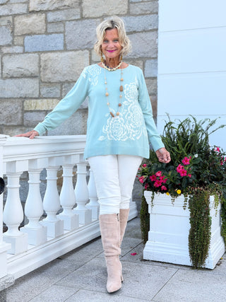 Women's Floral Placement Eyelash Sweater Cathys Place
