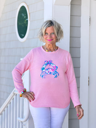 BEACH CLUB PINK CRAB SWEATER LULU-B