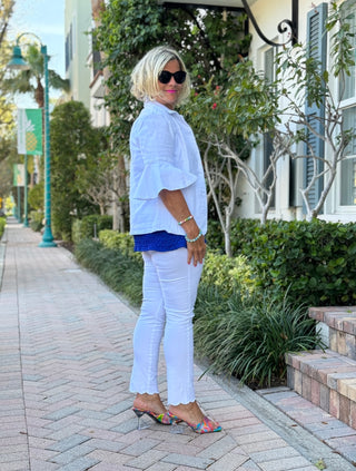 ETHYL WHITE SCALLOP JEANS