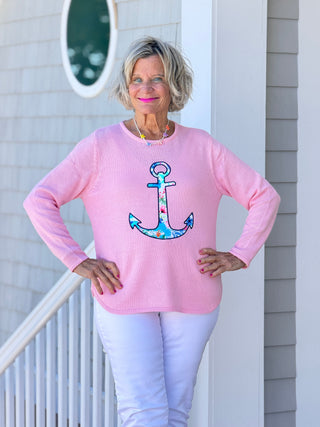 BEACH CLUB PINK ANCHOR SWEATER LULU-B