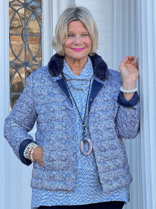 LULU-B AUBREY NAVY FAUX FUR JACKET