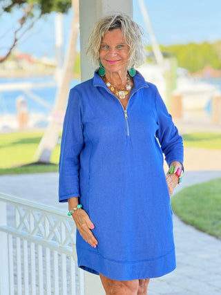 Lullu b half zipper Blu scuba dress LULU-B