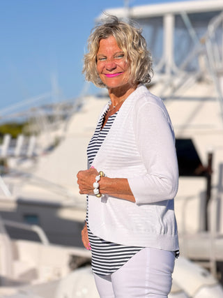 NAUTICAL NAVY NOTCH SLEEVELESS TOP LULU-B