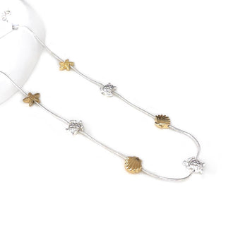 Turtle Shell Starfish Sea Theme Charm Statement Necklace