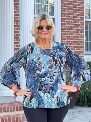 LEOPARD BLUE FASHION TOP