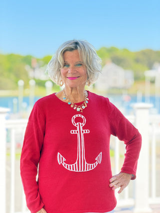 DOCKSIDE RED NAUTICAL STRIPE ANCHOR LULU-B