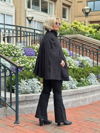 Black Womens Cape Poncho Coat