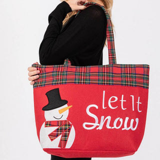 Let It Snow Letter Snowman Christmas Tote Bag