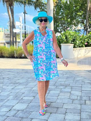 SPLASH OF PINK  RUFFLE DRESS