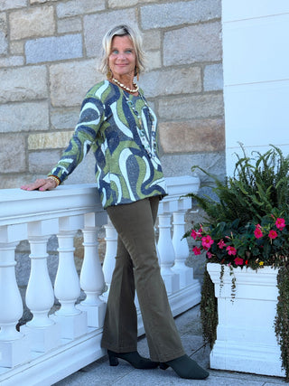 Ethyl The Razzle V Sweater - Bespoke GREEN ETHYL JEANS