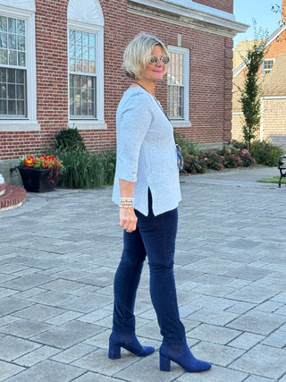 Women's Speckled Heather Rib Knit Top BLUEBELL