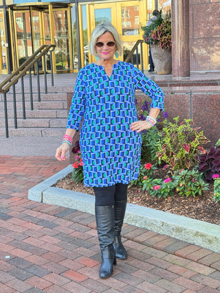 LULU-B Seaport Geo Notch Sleeve Dress
