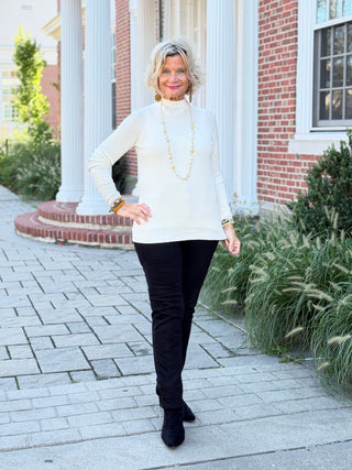 Ribbed Knit Mock Neck Sweater CREAM CHARLIE B
