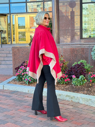 Red Womens Poncho Outer Coat