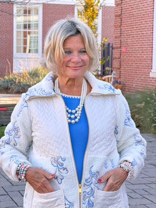 Women's Embroidered Quilted Shearling Jacket Cathys Place