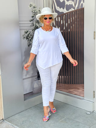 WHITE ASYMMETRIC TOP