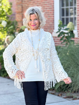 CREAM CROCHET CARDIGAN Cathys Place